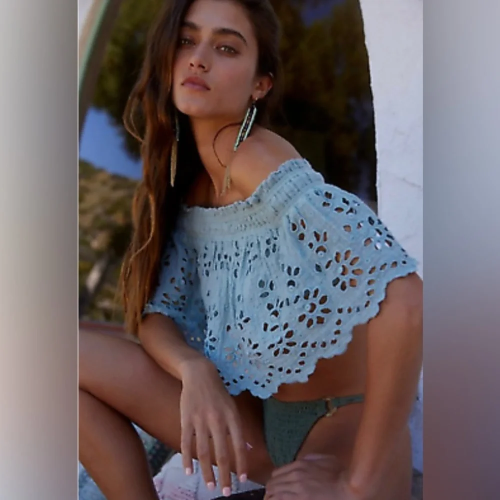 NWOT Free People One Perla Top In Seafoam Green